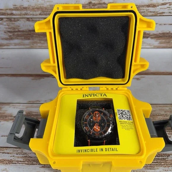 Invicta Racing 49369 Men's Watch 44mm Tachymeter Orange/Black Leather